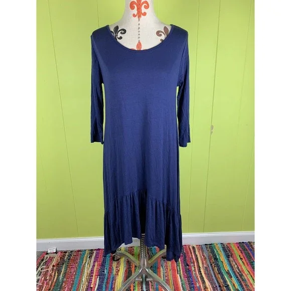 Hot Ginger | Dresses | Nwt Hot Ginger Women Tunic Blue Dress Size S  Asymmetric Ruffle 34 Sleeve | Poshmark